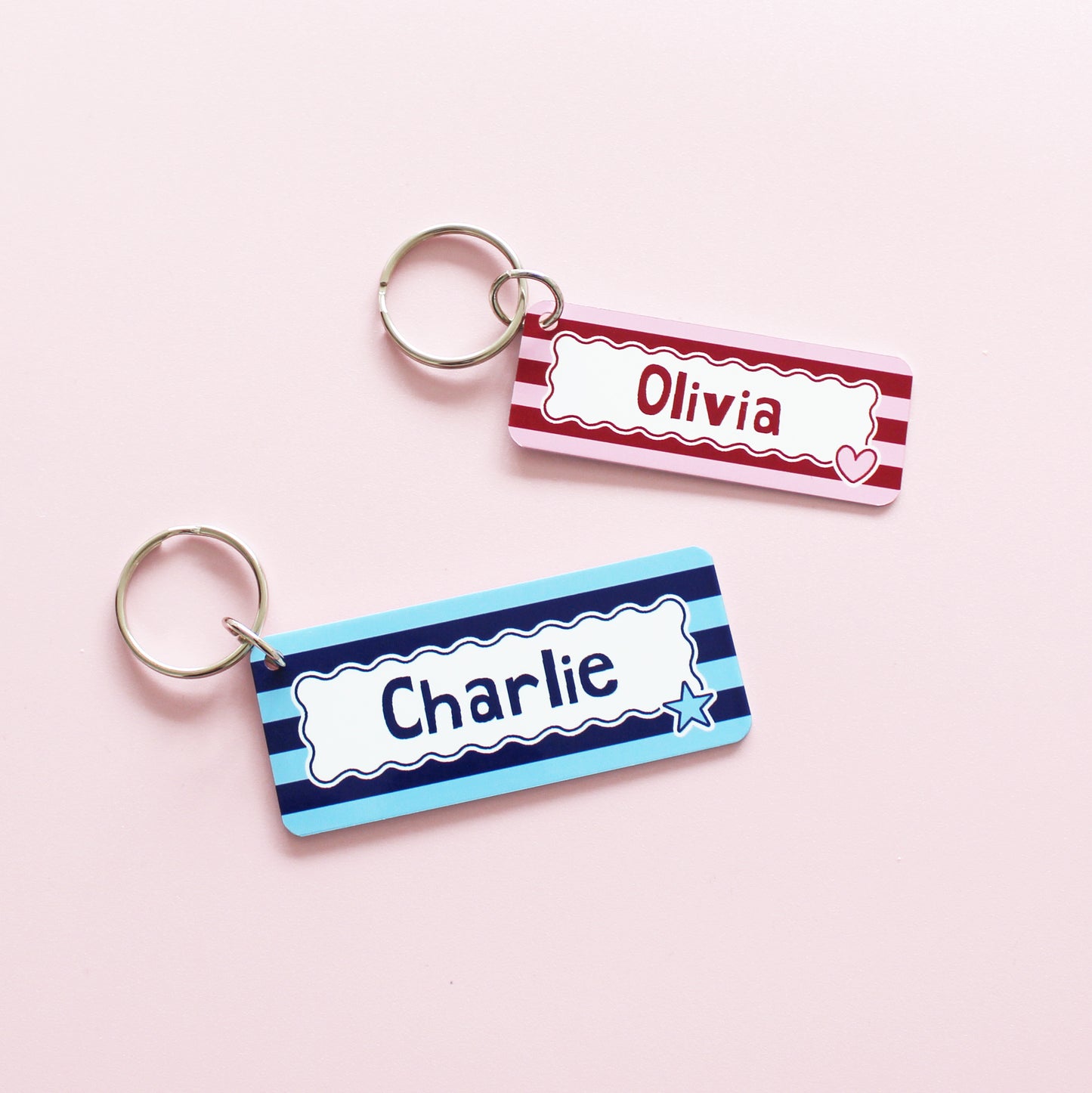 Striped Personalised Name Keyring