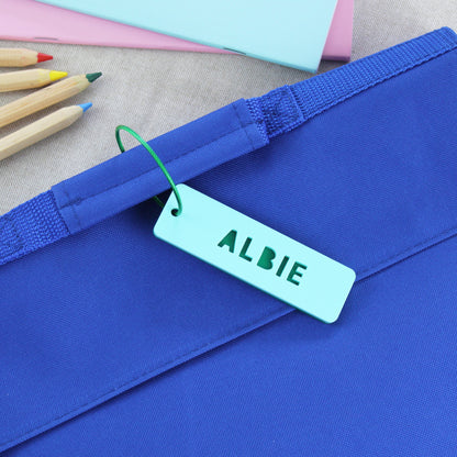Two Tone Rectangle Personalised Name Bag Tag