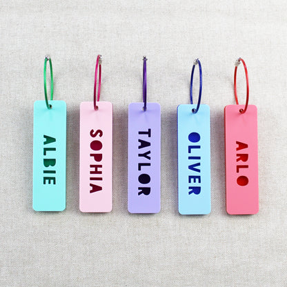 Two Tone Rectangle Personalised Name Bag Tag