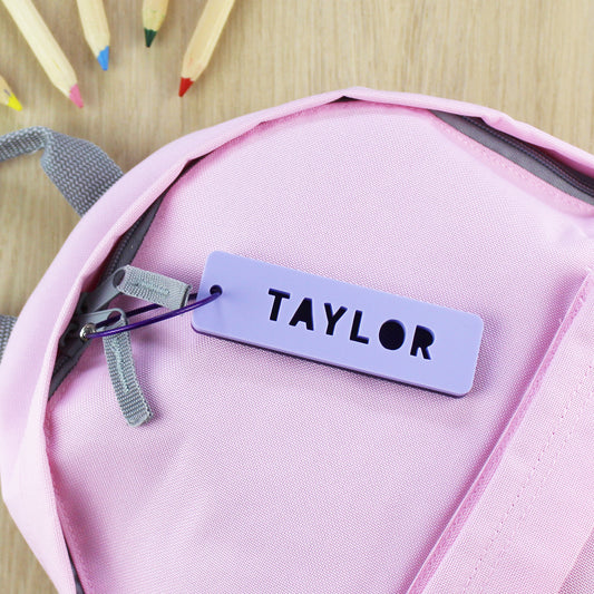 Two Tone Rectangle Personalised Name Bag Tag