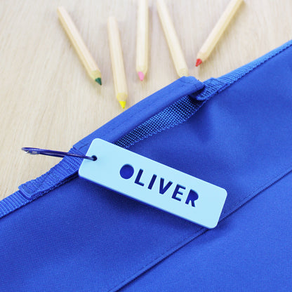 Two Tone Rectangle Personalised Name Bag Tag