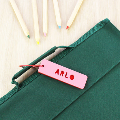 Two Tone Rectangle Personalised Name Bag Tag