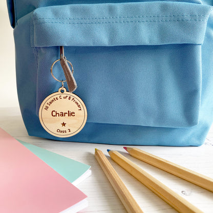 Wooden School Bag Tag
