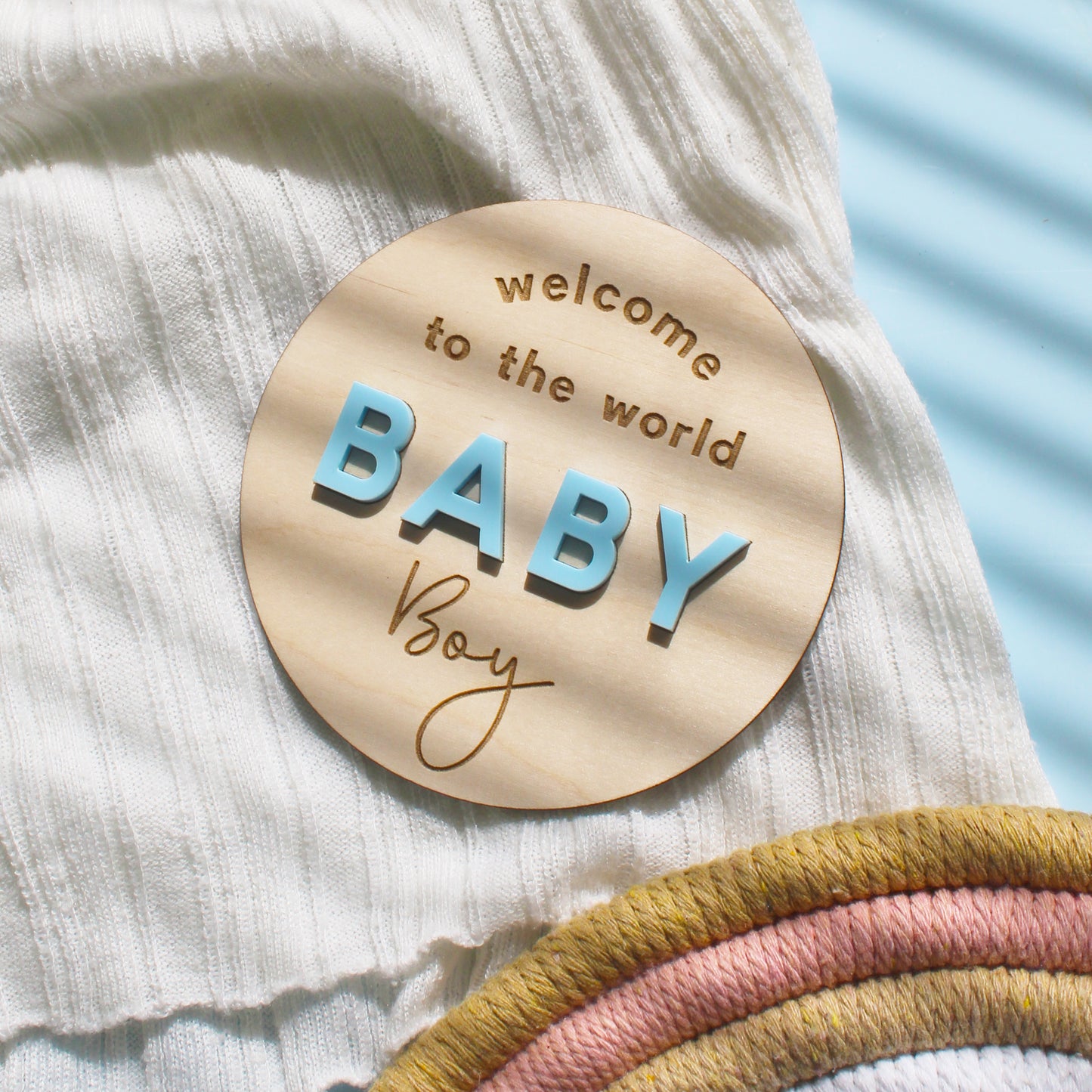 Welcome To The World Baby Boy Announcement Disc