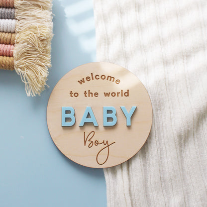 Welcome To The World Baby Boy Announcement Disc