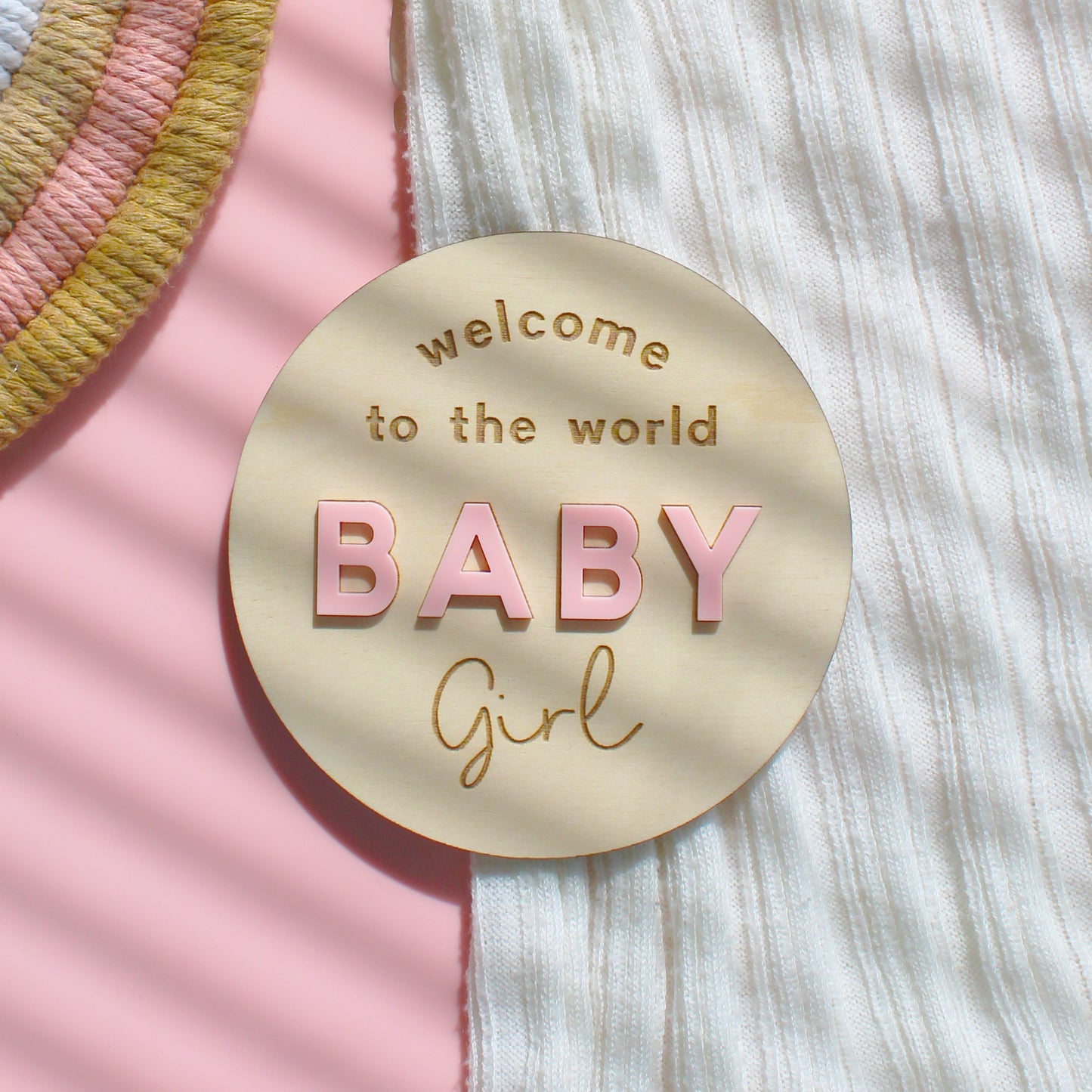 Welcome To The World Baby Girl Announcement Disc